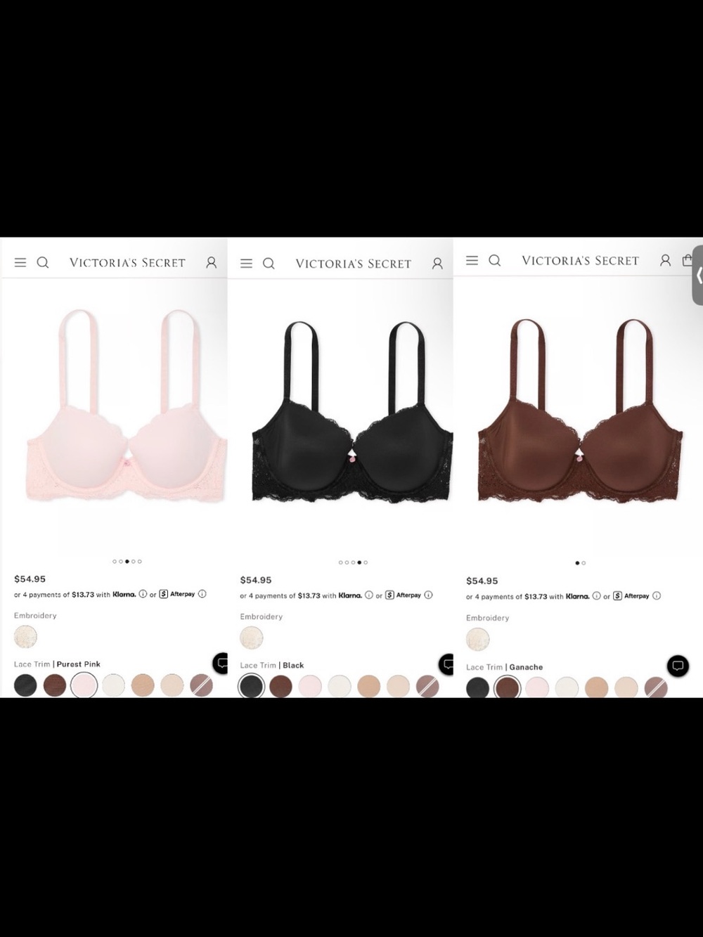 Victoria Secret BUNDLE of 3 Dream Angles Smooth & Lace Lightly Lined Demi 34B